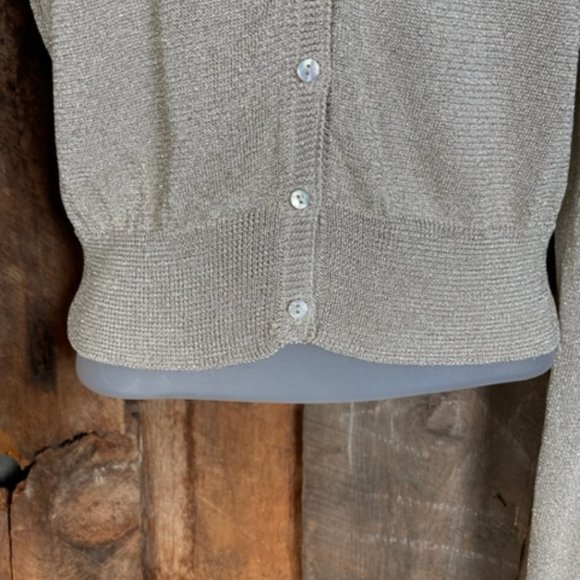 DKNY Tan/Gold Shimmer Cardigan - Size Medium - Picture 6 of 11